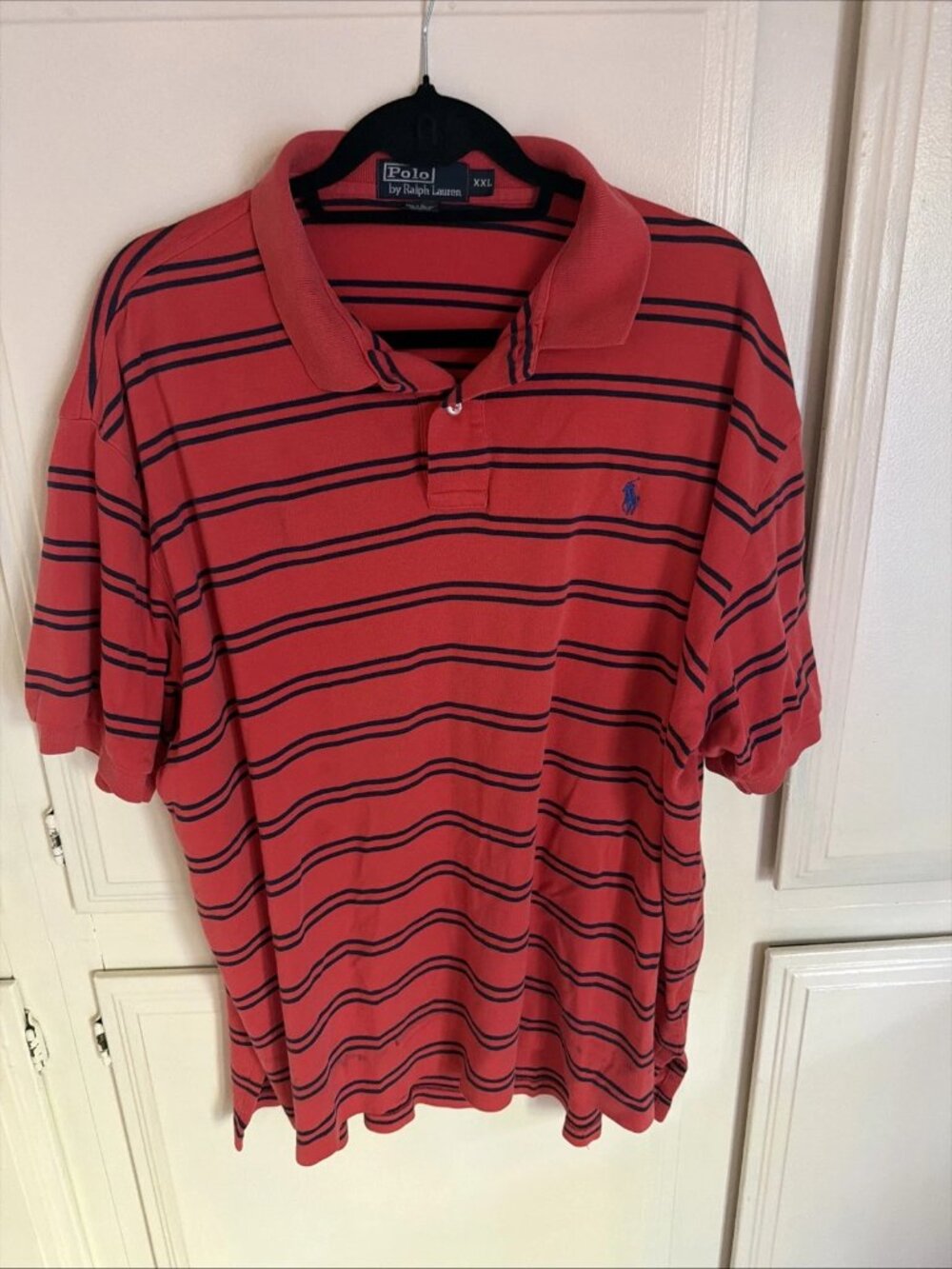 POLO RALPH LAUREN Red Blue Stripes Pony Polo 100% Cotton Men’s XXL